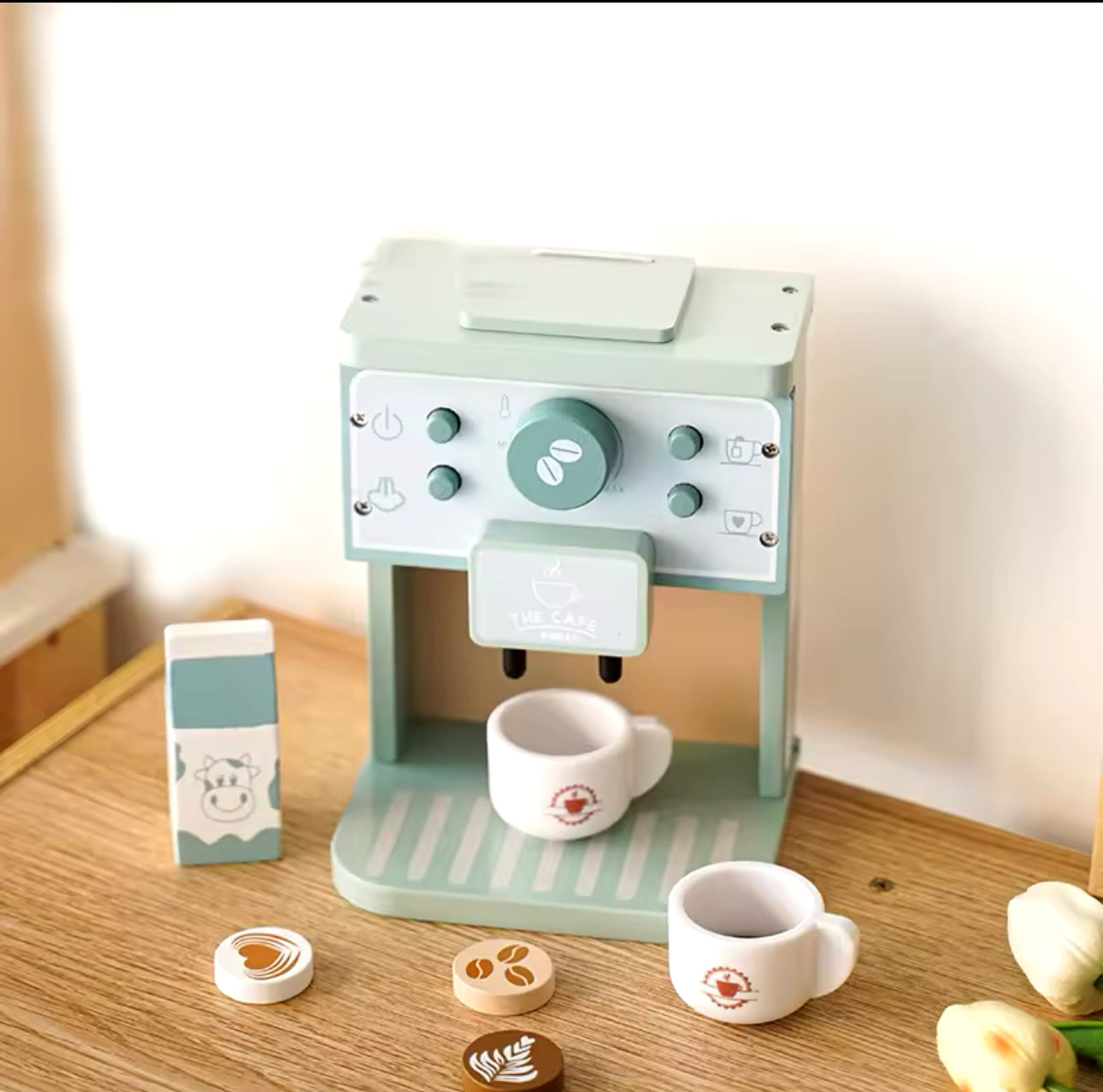 Juego de cocina cafetera madera