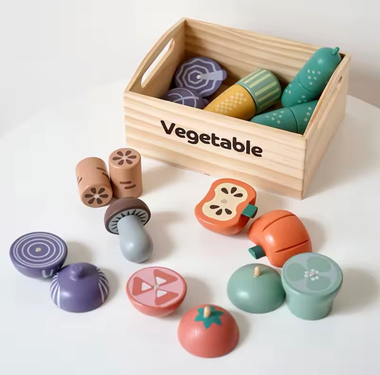 Juego de cocina vegetales de madera
