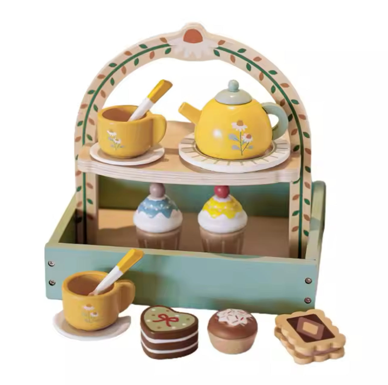 Juego de cocina tetera mas postres de madera