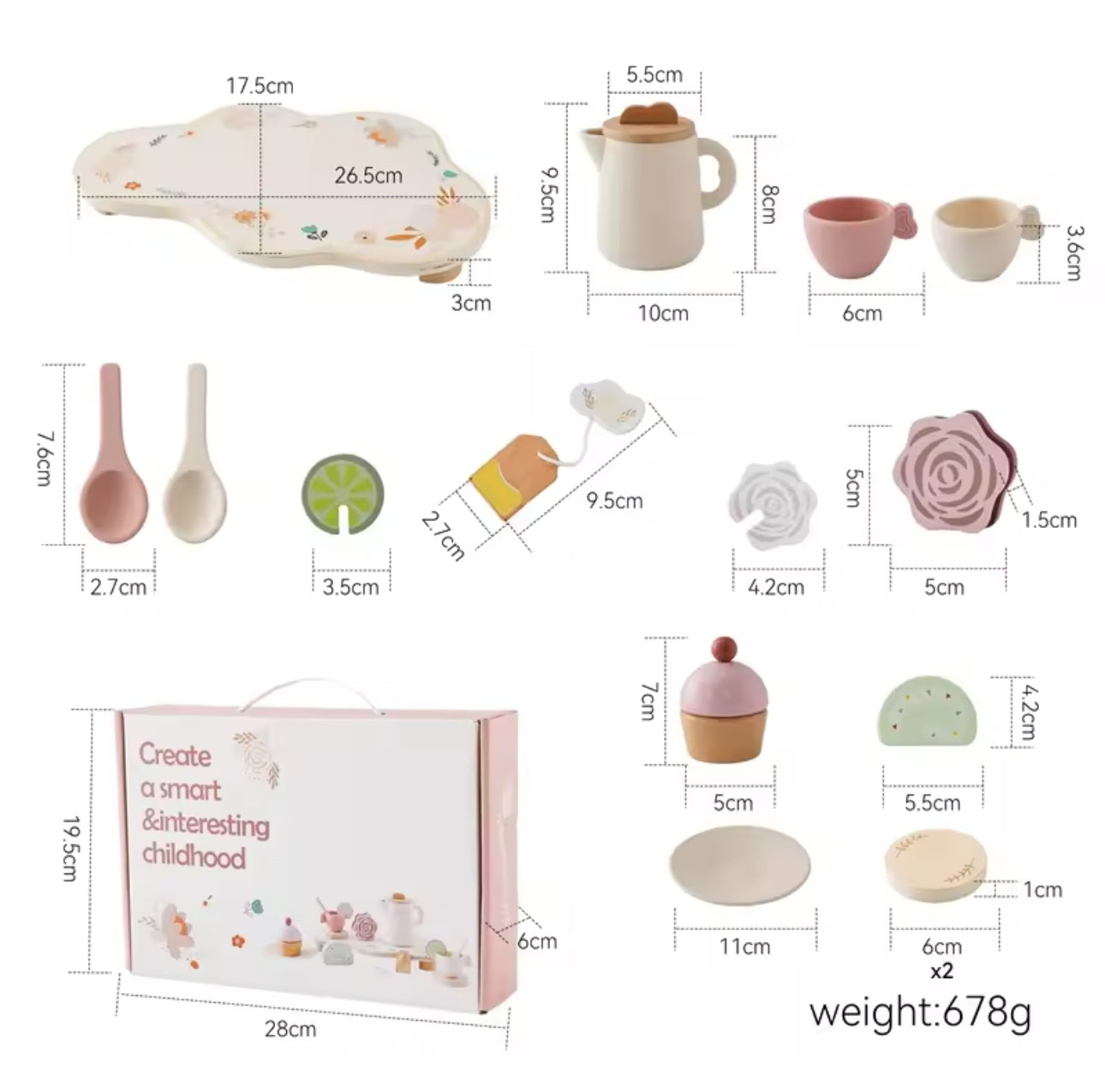 Juego de cocina tacitas de te de madera